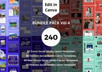 240 Social Media Canva Templates Bundle